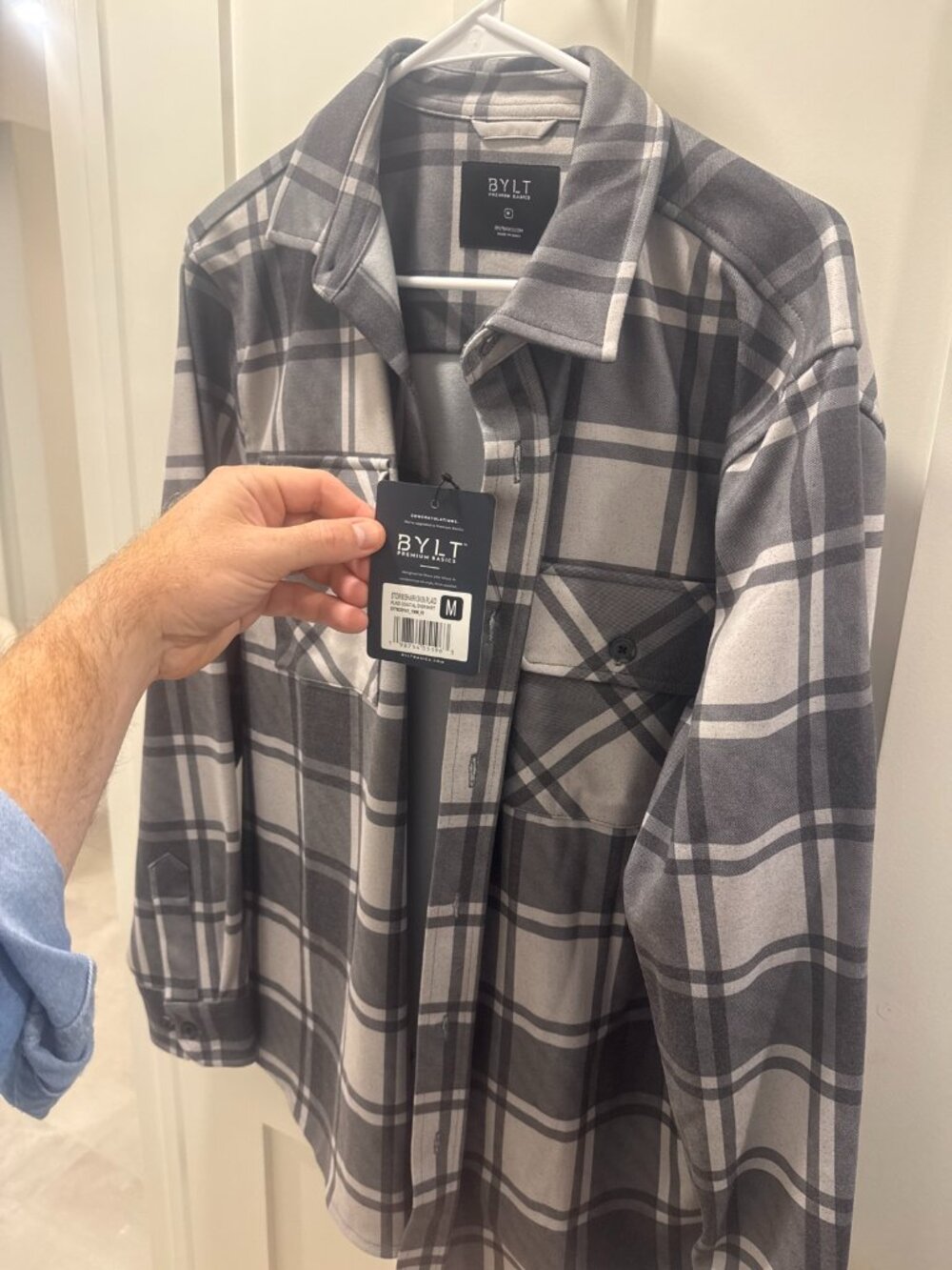 BYLT Premium Basics Stormshark Plaid Coastal Overshirt Shacket Mens M NWT